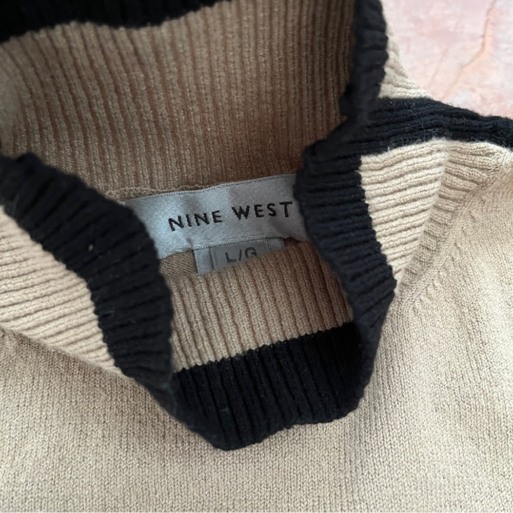 Nine West Turtleneck Sweater in Beige and Black - Picture 2 of 3